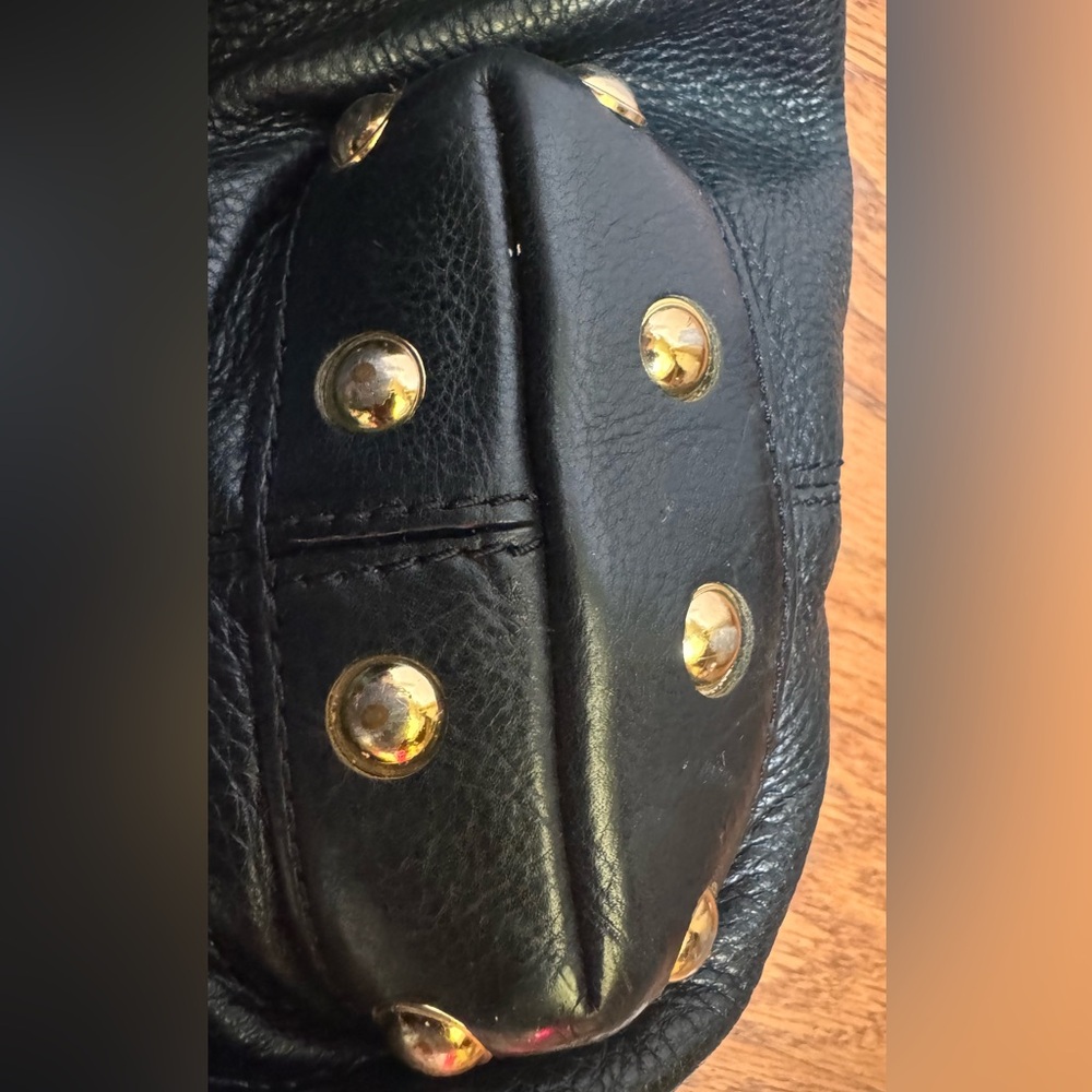 Michael Kors Black Leather Shoulder Bag with Gold Accents - Picture 10 of 12